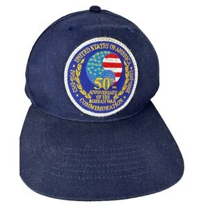 USA 50th Anniversary of Korean War Snapback Hat Navy Blue Cap US Army